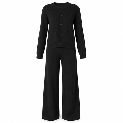 Women's Casual 2 Piece Knitted Cardigan Sweater and Wide Leg Pants Set