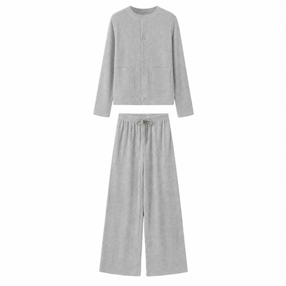 Women's Casual 2 Piece Knitted Cardigan Sweater and Wide Leg Pants Set