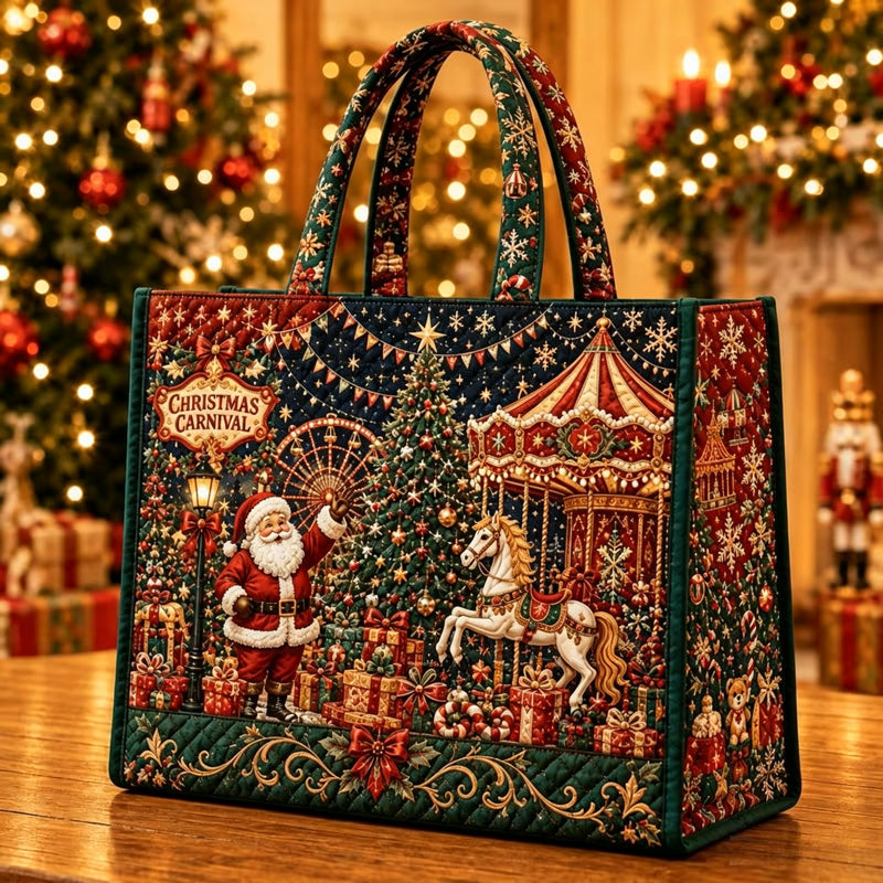 Christmas Theme Quilted Tote Bag