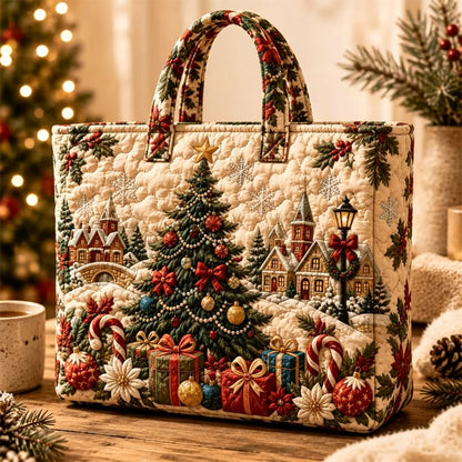 Christmas Theme Quilted Tote Bag