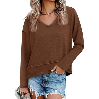 Women's V-Neck Loose Long Sleeve Top