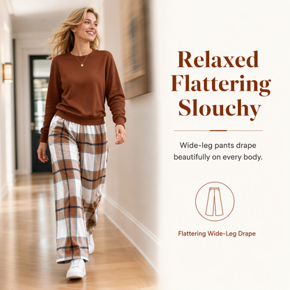 ⏰New Hot Sales - save 50%  😍Women's Soft Casual Crewneck Sweatshirt and Wide Leg Pants Set