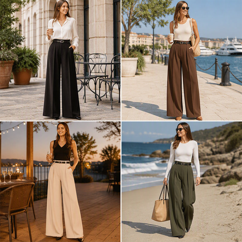 Women's Elegant Drape Wide-Leg Pants