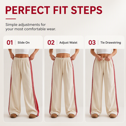🌸 50% OFF NOW!Women’s Striped Drawstring Wide-Leg Pants with Pockets