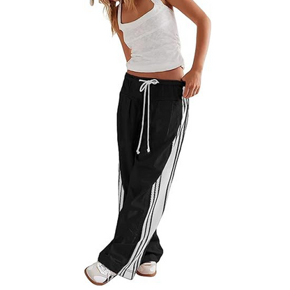 🌸 50% OFF NOW!Women’s Striped Drawstring Wide-Leg Pants with Pockets