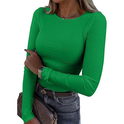 Women's Classic Crew Neck Ribbed Knit Top