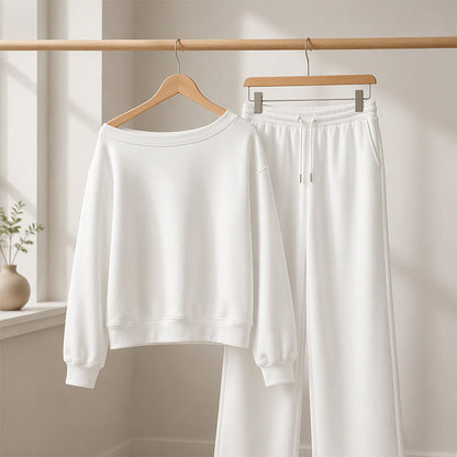 Women's Casual Off-Shoulder Top & Wide-Leg Pants Set