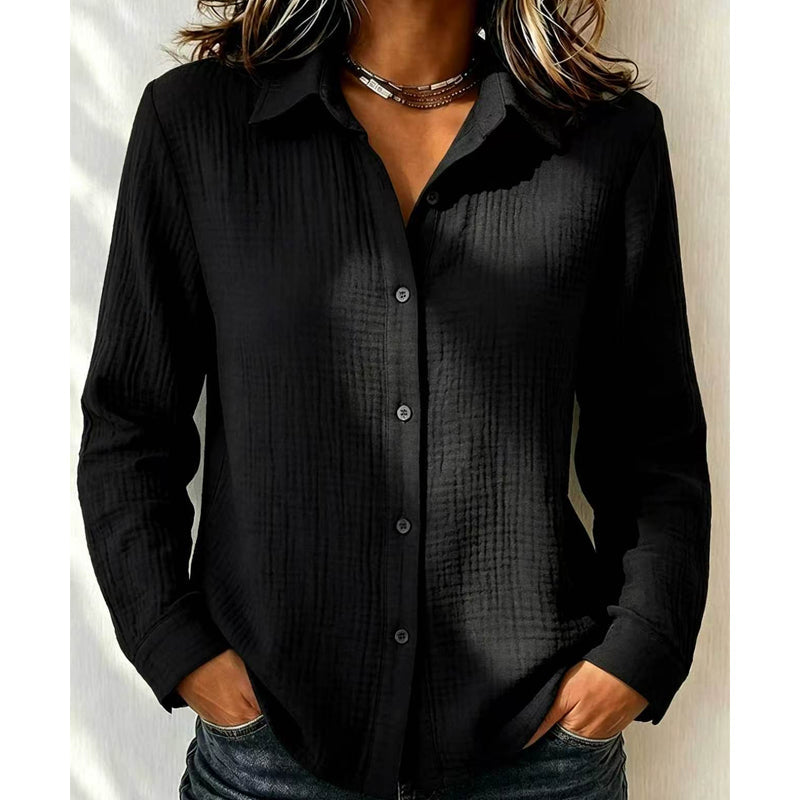 ✨ Crinkle Texture, Polished Everyday Style | Women's Button-Down Shirt