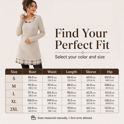 Women's Casual Plaid Patchwork Knit Dress