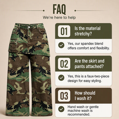 Women's Retro Camouflage Wide-Leg Jeans