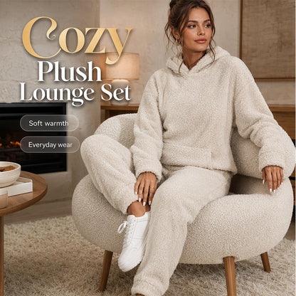 🧸 Cozy Plush Warmth, Effortless Matching | Women's Hooded 2-Piece Lounge Set