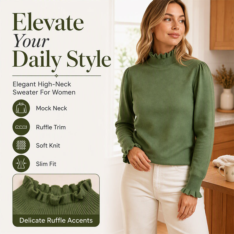 🌸 Ruffle Detail, Effortless Elegance | Women's Knit Long-Sleeve Top