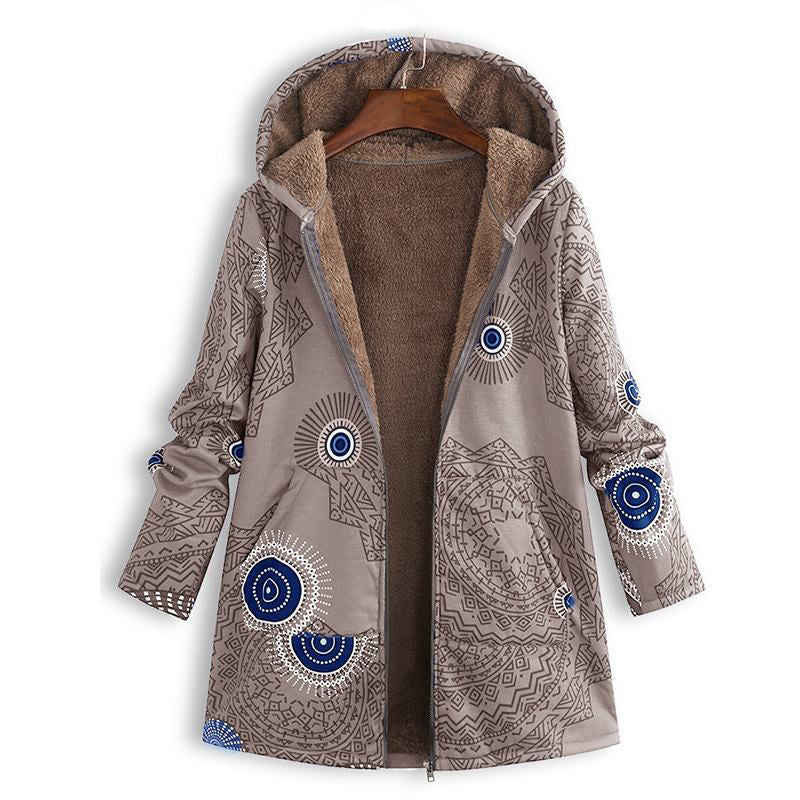 🍂Autumn Hot Sale 59% OFF🔥Women's Vintage Leaf Print Hooded Coat