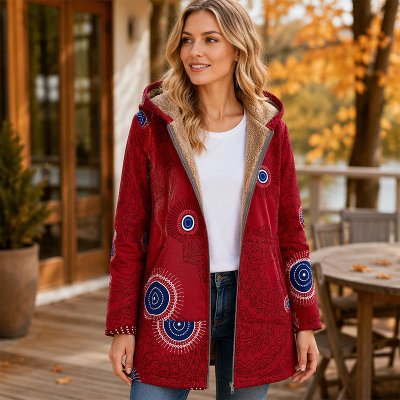 🍂Autumn Hot Sale 59% OFF🔥Women's Vintage Leaf Print Hooded Coat