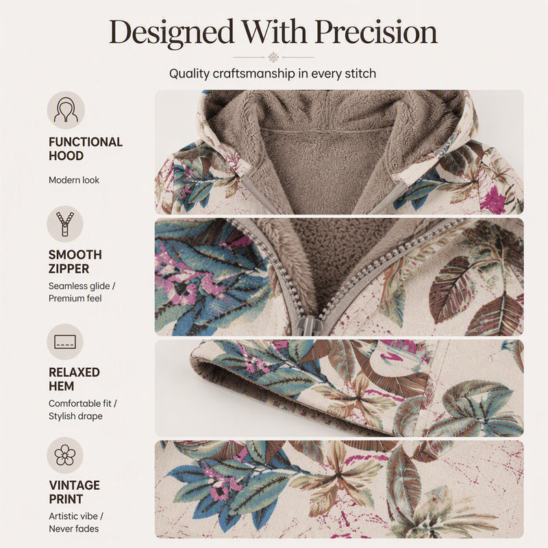 🍂Autumn Hot Sale 59% OFF🔥Women's Vintage Leaf Print Hooded Coat