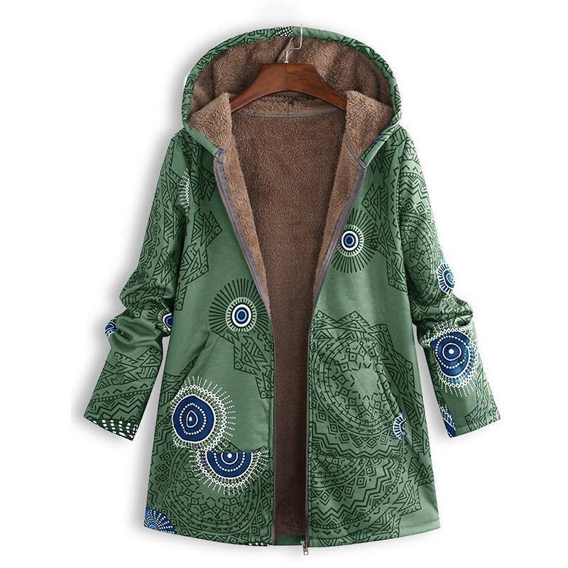 🍂Autumn Hot Sale 59% OFF🔥Women's Vintage Leaf Print Hooded Coat