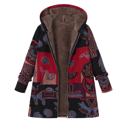 🍂Autumn Hot Sale 59% OFF🔥Women's Vintage Leaf Print Hooded Coat