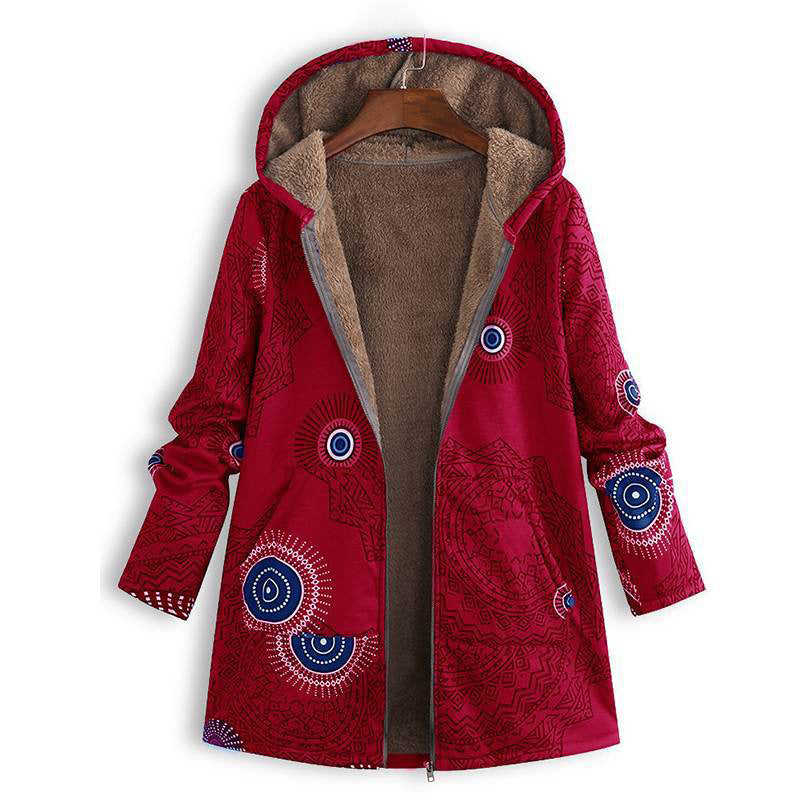 🍂Autumn Hot Sale 59% OFF🔥Women's Vintage Leaf Print Hooded Coat