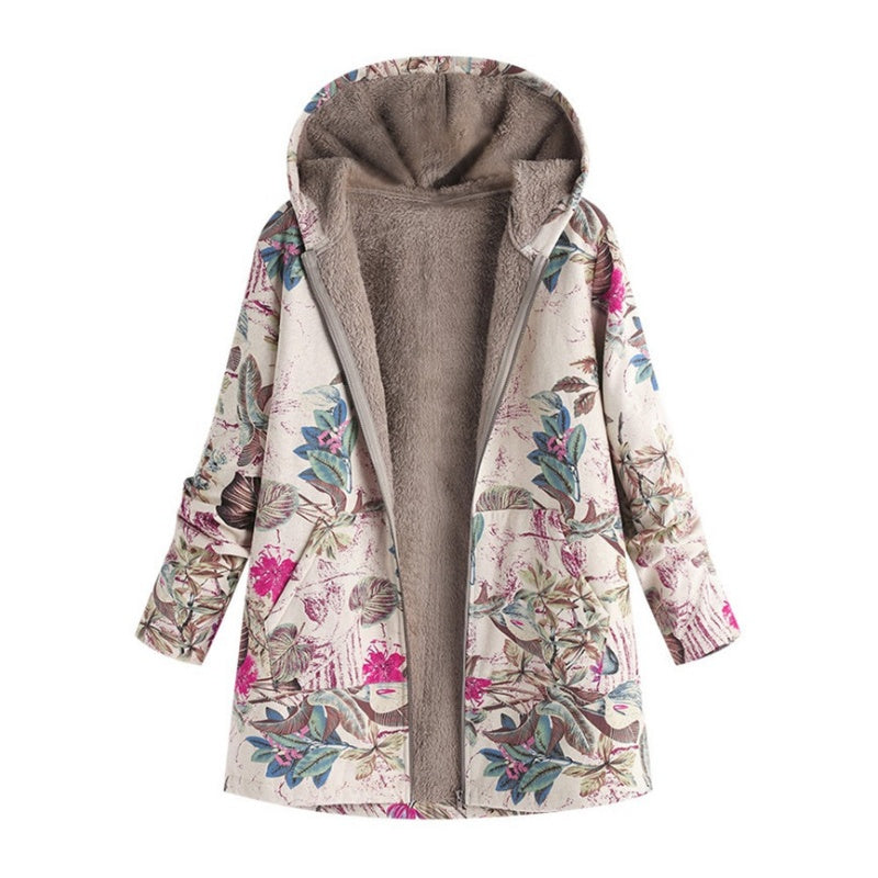 🍂Autumn Hot Sale 59% OFF🔥Women's Vintage Leaf Print Hooded Coat