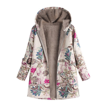 🍂Autumn Hot Sale 59% OFF🔥Women's Vintage Leaf Print Hooded Coat