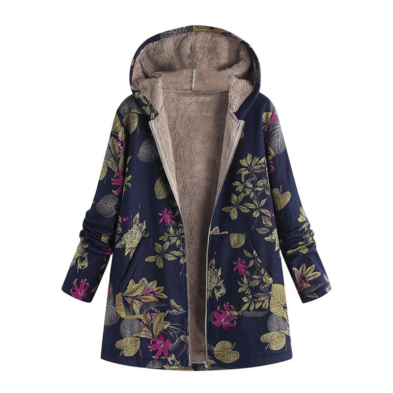 🍂Autumn Hot Sale 59% OFF🔥Women's Vintage Leaf Print Hooded Coat