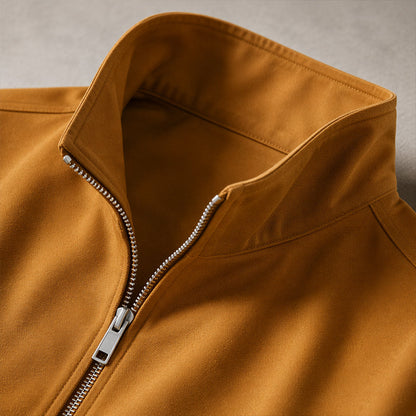 Men's Casual Solid Color Stand Collar Zip Jacket