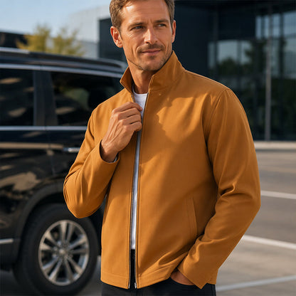 Men's Casual Solid Color Stand Collar Zip Jacket