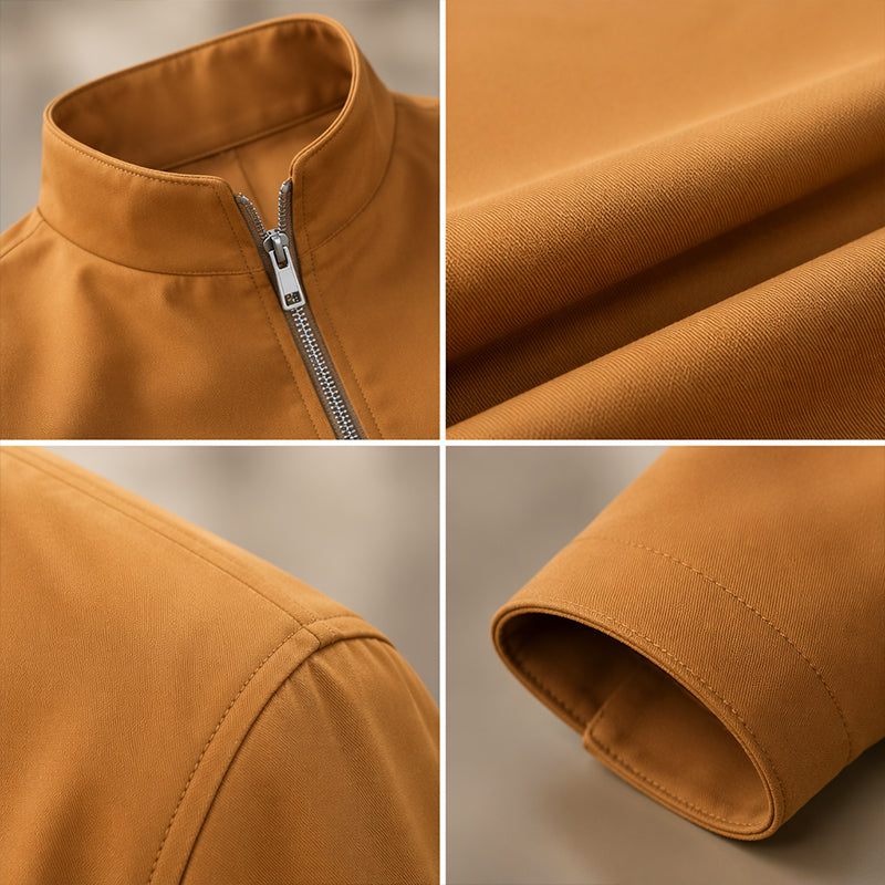 Men's Casual Solid Color Stand Collar Zip Jacket