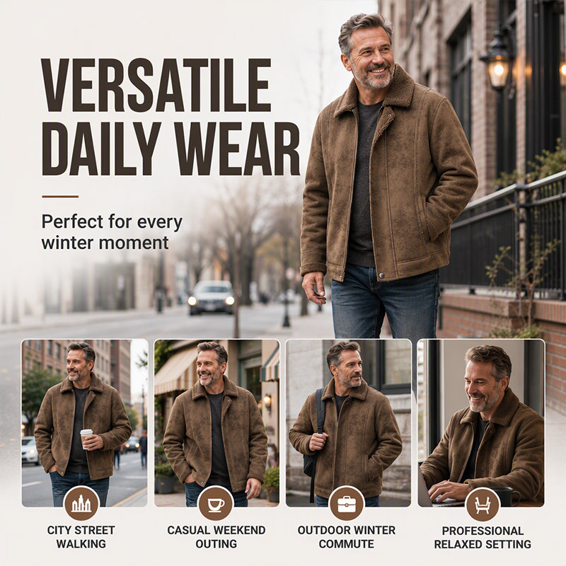Men's Faux Suede Plush-Lined Jacket