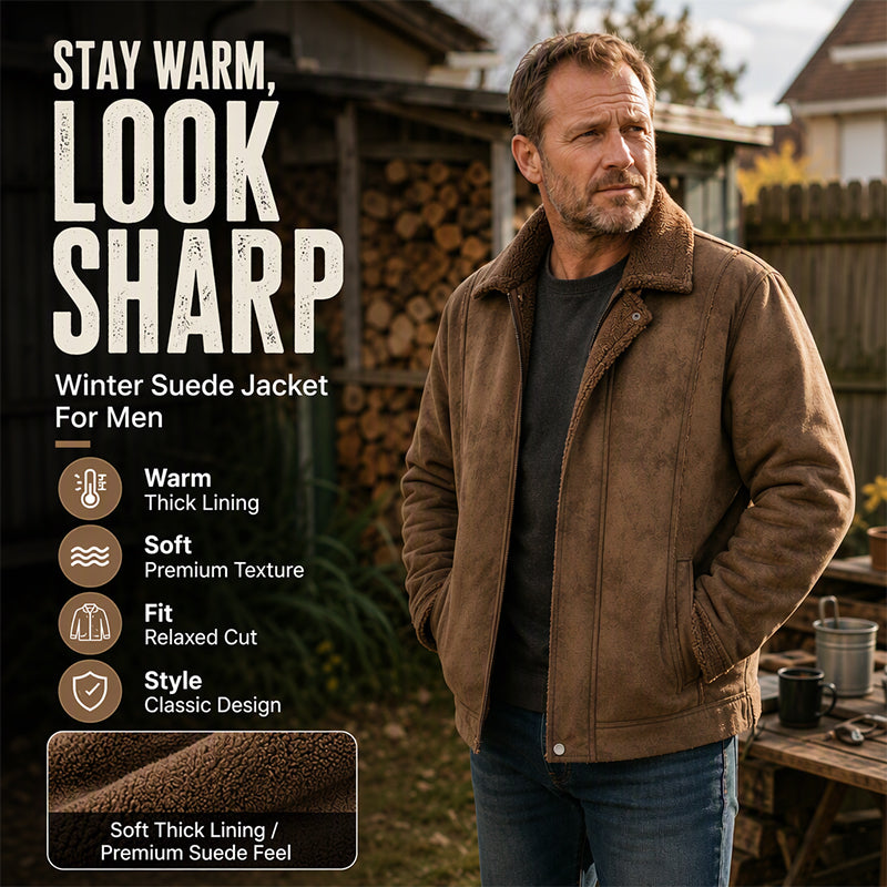 Men's Faux Suede Plush-Lined Jacket