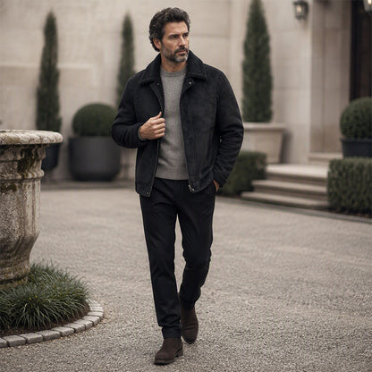 Men's Faux Suede Plush-Lined Jacket