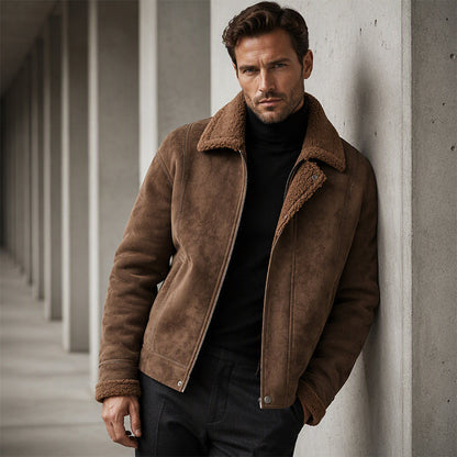 Men's Faux Suede Plush-Lined Jacket