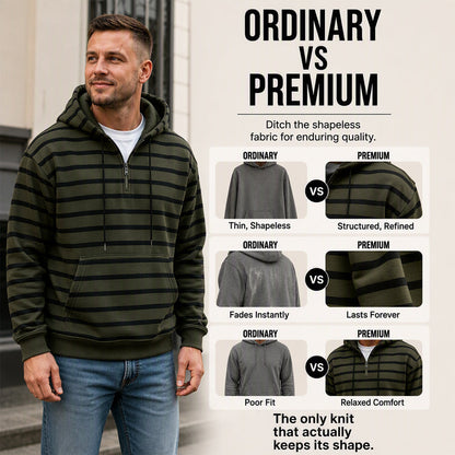 Men's Striped Half-Zip Hooded Sweatshirt