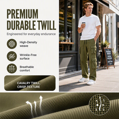 Men's Multi-Pocket Cargo Pants with Drawstring