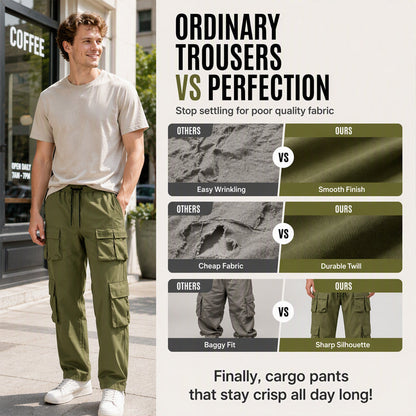 Men's Multi-Pocket Cargo Pants with Drawstring