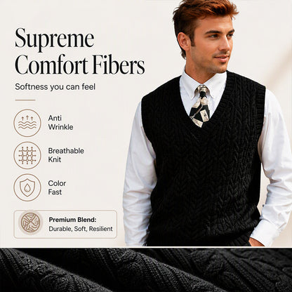 Men's Cable Knit V-Neck Sweater Vest