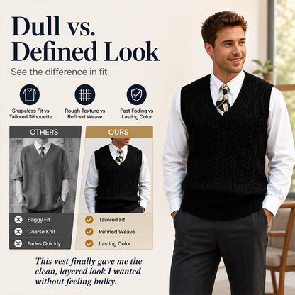 Men's Cable Knit V-Neck Sweater Vest