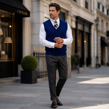 Men's Cable Knit V-Neck Sweater Vest