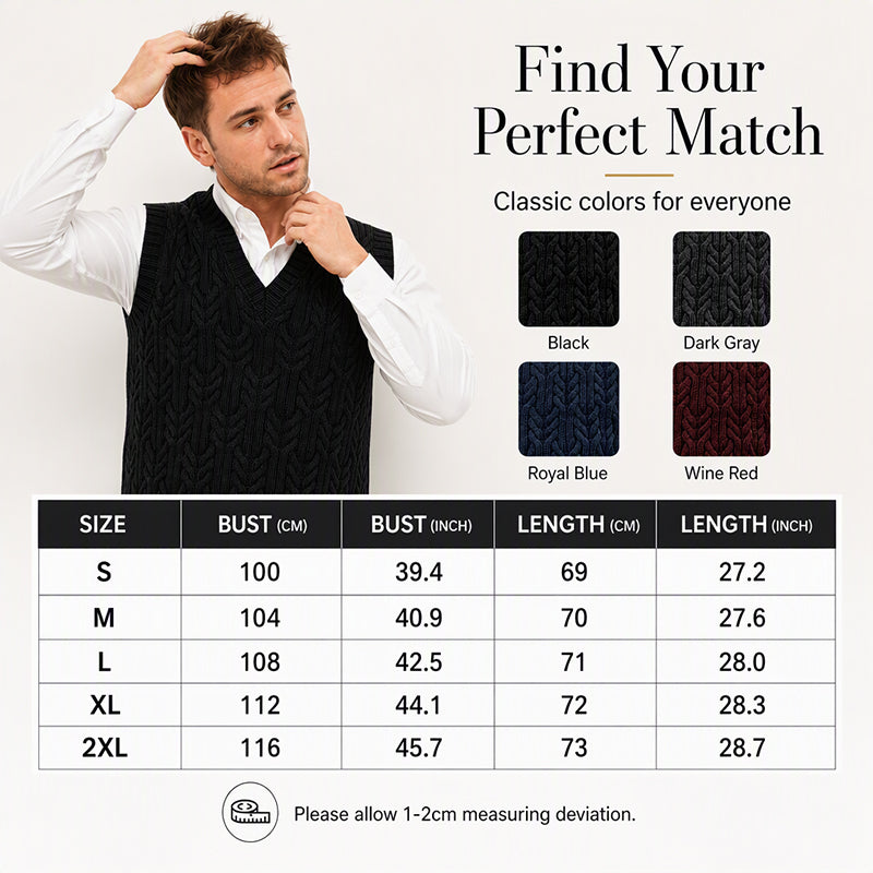 Men's Cable Knit V-Neck Sweater Vest