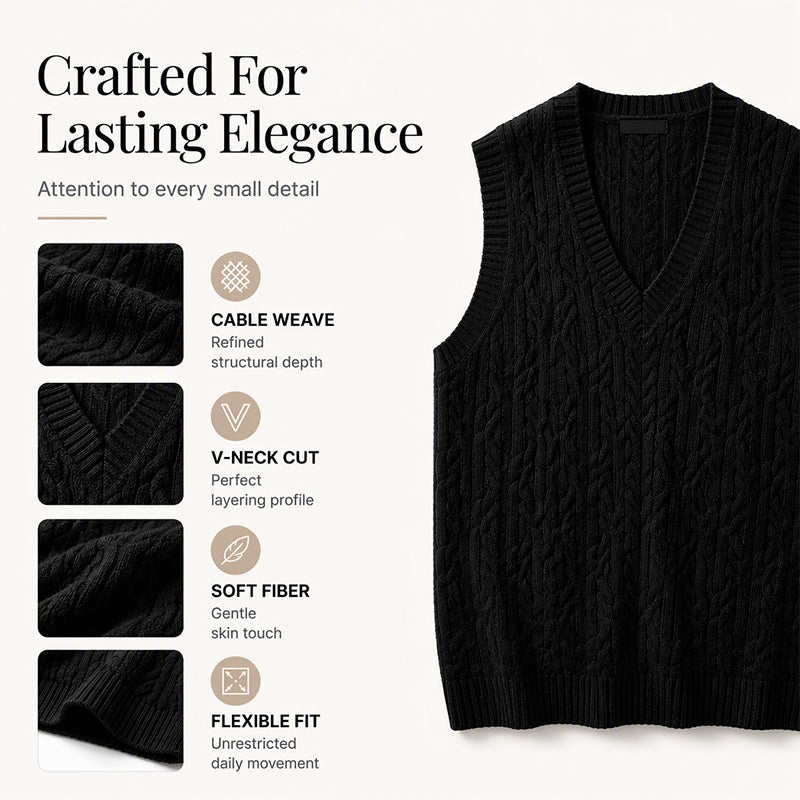 Men's Cable Knit V-Neck Sweater Vest