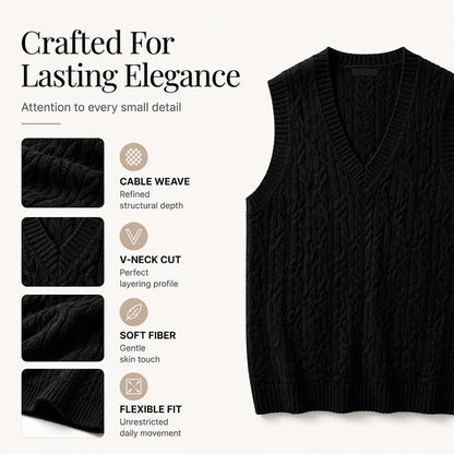 Men's Cable Knit V-Neck Sweater Vest