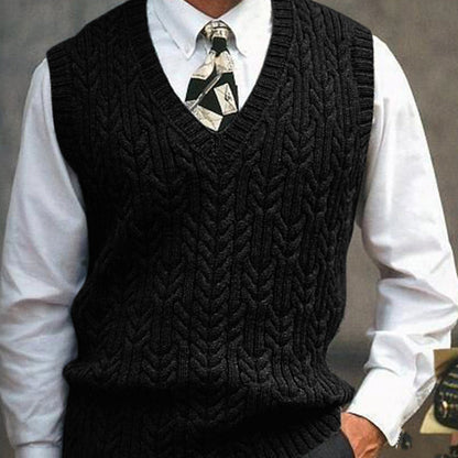 Men's Cable Knit V-Neck Sweater Vest
