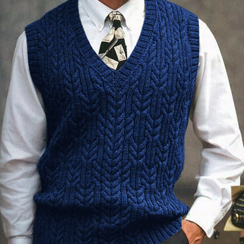 Men's Cable Knit V-Neck Sweater Vest
