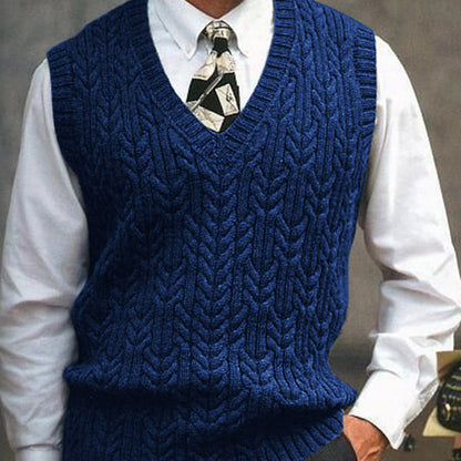 Men's Cable Knit V-Neck Sweater Vest