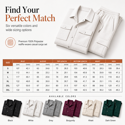 Men's Casual Waffle Knit Jacket and Pants Set