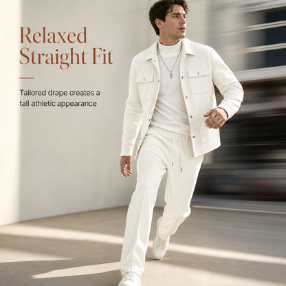 Men's Casual Waffle Knit Jacket and Pants Set