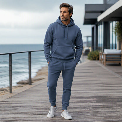 Men's Hooded Sweatshirt and Sweatpants Two-Piece Tracksuit Set