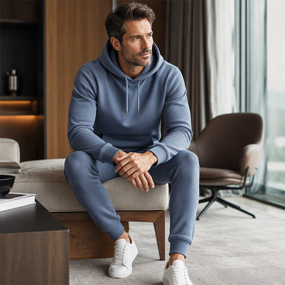 Men's Hooded Sweatshirt and Sweatpants Two-Piece Tracksuit Set