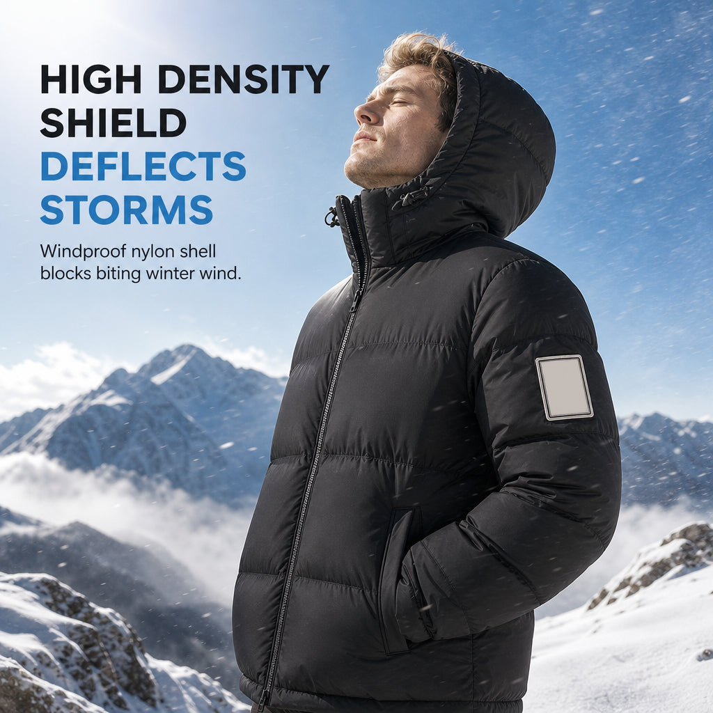 Men's Winter Casual Loose Fit Puffer Coat with Detachable Hood