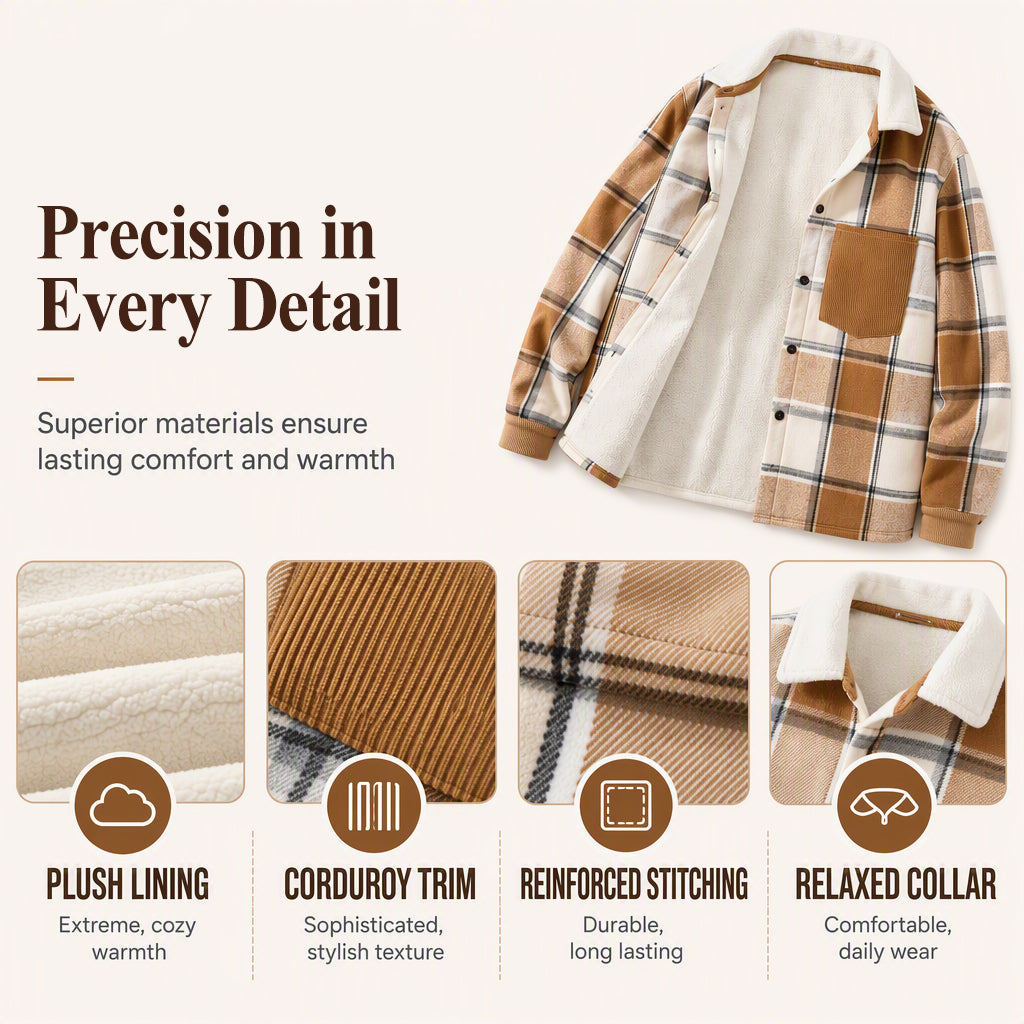 Men's Casual Plaid Shirt Jacket